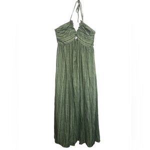 Elegant Green Halter Maxi Dress NWT Size L A008